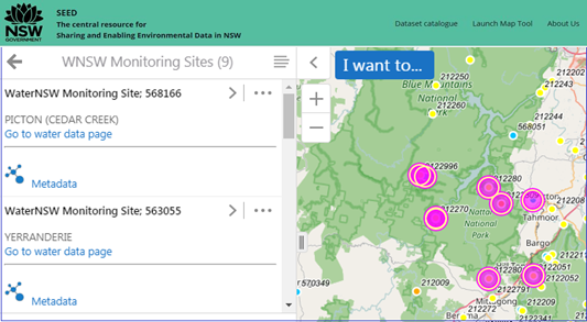 Querying individual map features - water monitoring sites